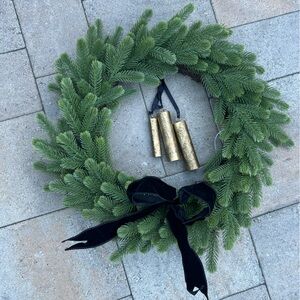 Holiday Wreath with Black Ribbon and bells
